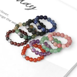 Artesanal Creative Natural Stones Anéis Energia Chakras Cura Cristal Preciso Gemstone 4mm Redondo Bead Jóias Sliver Moonstone Charm