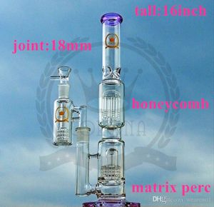 16-Zoll-Bong aus farbigem Glas, 16-Zoll-Wasserpfeife, hohe, berauschende, dicke Wasserpfeife, Inline-Perc-Dab-Ölbohrinsel-Bongs, schwere, große Wachs-Rosa-Becherrohre