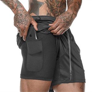 Herren 2 in 1 Fitness Laufshorts Männer Sportshorts Camouflage Schnelltrocknung Training Gym Sport Shorts Männer Jogger Kurze Hosen T200605