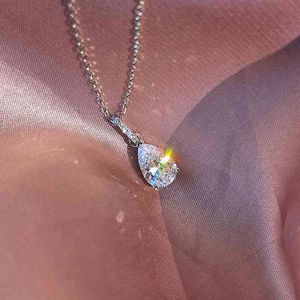 Dylam High Quality Elegant Wholale jewelry Women Accsori Chain Plata 925 Sterling Sier CZ Water Drop Pendant Necklace