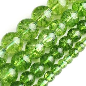 Grüner Peridot-Stein, runder loser Abstandshalter für die Schmuckherstellung, natürliche Kristallperlen, DIY-Armband, Halskette, 15 Zoll, 4, 6, 8, 10 mm