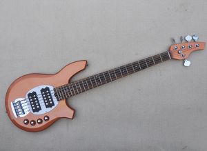 5 sznurków złota muzyka elektryczna gitara basowa z aktywnym obwodem, Rosewood Fretboard, 24 prog