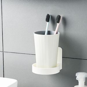 Storage Boxes & Bins Modern Self-adhesive Toothbrush Holder Rack Drilling-free Solid Color Anti-Deformed