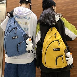 Studenten Unisex Modischer Multifunktions-Rucksack Koreanische Schultasche Lässige Einfachheit Eine Schulter Brustpaket Wasserdicht 202211
