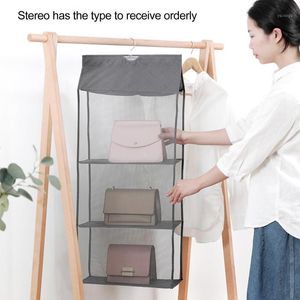 Storage Bags Hanging Handbag Organizer For Wardrobe Closet Transparent Bag Door Wall Clear Sundry Shoe With Hanger
