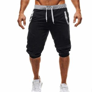 2021 Summer Men's Casual Men's Knee Long Shorts Color Patchwork Jogging Shorts Sports Men's Bermuda Shorts P0806