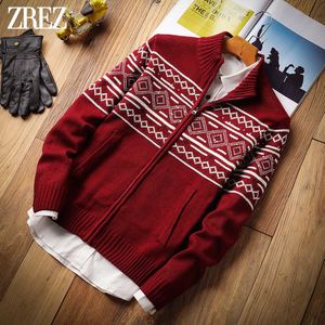 Zerz男性冬の秋の厚い暖かいニット100％アクリルヴィンテージセーターカーディガン男性カジュアルなファッション古典的なセーター男性211014