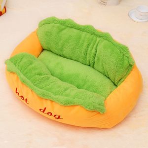 面白いホットドッグケンネルペットラウンジャードッグギベッド猫子犬暖かい柔らかい家暖かいソファマットバスケット毛布ホットドッグベッド寝袋