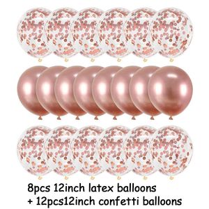 Set di palloncini in oro rosa da 20 pezzi Coriandoli metallici Festa di compleanno Decorazione di nozze Anniversario Globali Palloncini per bambini