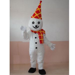 Halloween-Maskottchen-Kostüm mit roter Mütze, Schneemann, hochwertiges Cartoon-Anime-Thema, Charakter, Karneval, Unisex, Erwachsene, Outfit, Weihnachten, Geburtstag, Partykleid