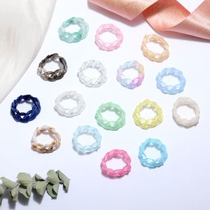 Link chain Resin Acrylic Ring Bohemia Jelly colored Design rings for Women Geometric Punk Jewelry Gifts