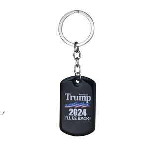 2024 Trump Key chain US Party Favor President Election Flag Pendant Stainless Steel Tags Ill Be Back Keyring 9 Style RRE10989