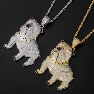 HIP HOP BULDOG Dog Pendentif Colliers pour hommes Femmes Designer de luxe Mens Bling Diamant Gold Chain Collier Bijoux Love Cadeau