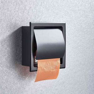 Badrumspapperhållare Väggmonterad Matt Svart / Chrome Toalett Handduk Rullrulle Box Tillbehör 210720