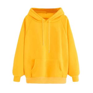 플러스 사이즈 후드 티 스웨트 여성 패션 단단한 긴 소매 풀오버 후드 여성 가을 ​​겨울 Tracksuit Hoody Coats 블라우스 210927