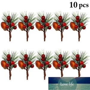 10pcs Artificial Flower Red Christmas Berry And Pine Cone Picks With Holly Branches For Holiday Floral Decor Flower Crafts1