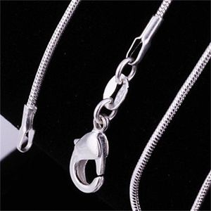 2021 Toppkvalitet 50 st 925 Sterling Silver Smooth Snake Chains Necklace Hummer Clasps Kedja Smycken Resultat 1 mm 16Inch --- 22inch