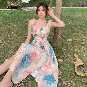 女性の花柄プリント夏のドレスセクシーなビンテージフェムメパーティーズes Boho Beach Holiday Vestidos 210529