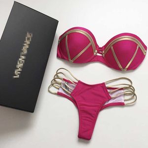 2020 Новые Bikinis Set Женщины Купальники Push Up Подореварованный Bikinis Бронзирующий Сплошной купальник Без без бретелек Пляжная одежда Купальника Y0820