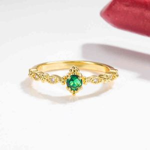 Grüner Smaragd-diamantring großhandel-Ringe Farbe Grün Diamant Weibliche K Gold Rose Smaragd Schmuck
