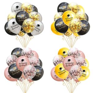 Party Dekoration 12inch Graduation Ballonger Rose Gold Latex Ballong Confetti Ballon 2021 Grattis Grad Tillbehör