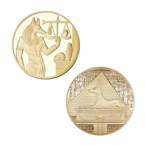 Crafts Egyptian God Of Death Commemorative Coins Collection Gift Gold Plated Egypt Death Protector Anubis Coin Collectible