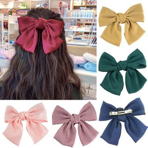 Accessori per capelli 1 pz donne coreane ragazza testa posteriore tinta unita grande fiocco clip farfalla rosso rosa carino tornante moda