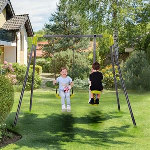 Wholesale USA Stock 2 in 1 Metal Swing Set for Backyard, Heavy Duty A-Frame, Height Adjustmenta24