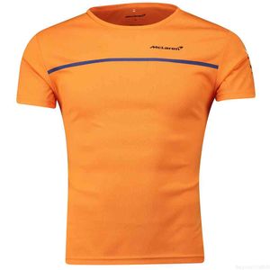 T-shirt F1 2021 T-shirt Mclaren T-shirt manica corta da uomo con colletto tondo movimento (nero / arancione) T-shirt sportiva da corsa estiva
