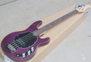 4つの文字列21フレット紫色のボディの電気ベースギターのドットインレイ、ハンバックピックアップ、カスタマイズできます