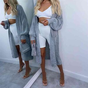 Outono Estilo de inverno Mulheres Baggy Manga Longa Malha Casaco Cardigan Moda Solta Senhora Senhora Sleeers Cardigans um tamanho 210517