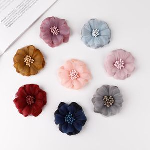 20pcs/lot Small Chrysanthemum Buds Velvet Flowers DIY Boutique Blossom Hair Flower Without Clips Girl Headband Accessories Decorative & Wrea