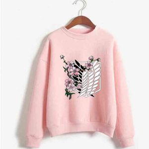 Kawaii Hip Hop Anime Anime na Titan Pullovers Tops Lose Long Rleeves Autumn Man Ubranie Y1213