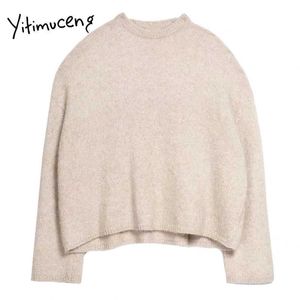 Yitimuceng Donna Maglioni Manica lunga Mohair Acrilico Pullover lavorato a maglia Abiti invernali Autunno Top coreano Moda giapponese 210601