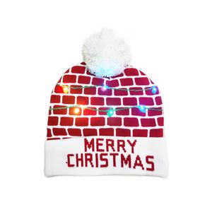 Último LED Chapéu de Malha de Natal Flanging Bola Americana Chapéu Decorativo Quente Com Luz