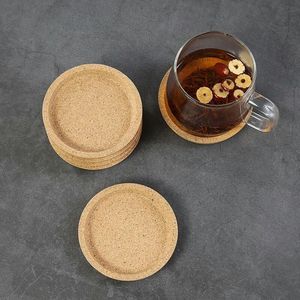 Mats & Pads Round Cork Nordic Coasters Environmental Coffee Tea Mug Cup Groove Tray Heat Proof Mat Wood Color