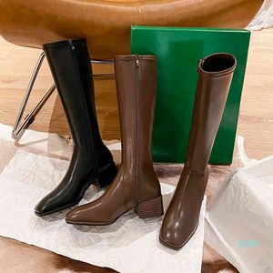 Boots women's knee length new long single boots thick heels winter small thin Knight high