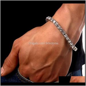 Drop Delivery 2021 Iced Out Gold Chain For Mens Hip Hop Damond Tennis Bracelets Jewelry Single Row Rhinestone Bracelet 8Inch Pe0J7