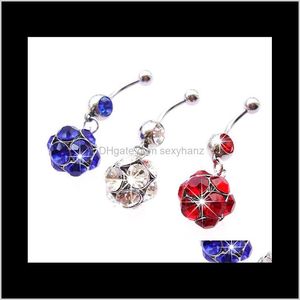 Bell D0153 3 Colors Belly Button Navel Rings Body Piercing Jewelry Dangle Fashion Charm Lovely Cz Stone Steel 10Pcslot 5Eh4I 6Djxq