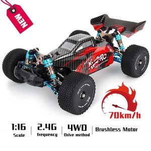 RC سيارة 4WD سباق المنافسة 70km / ساعة المعادن الهيكل فرش موتور r الرقابة عالية السرعة الانجراف wltoys لعب للأولاد 211029