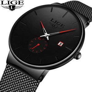 Mens Watch LIGE Luxury Top Brand Men Stainless Steel WristWatch Men's Military waterproof Date Quartz watches relogio masculino 210527
