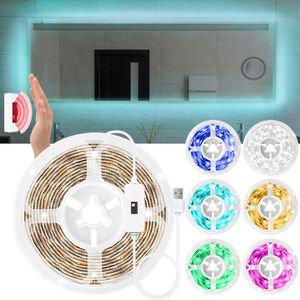 5V USB LED Strip 2835 Smart Hand Sweep Sensor Flexivel DIY LEDs Luz Luz Roxo Roxo Gelo Blue Light Luzes