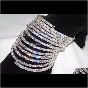 Браслеты сдают доставку 2021 Bangles 12 рядов спиральная вечеринка Sier Gold Latch Atrestone Brangle Bracelet Bracelet Mourslet Wedding Bridal Jewelry A