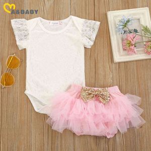 0-24M 1st Birthday Baby Girl Clothes Set Summer born Infant Lace Romper Tulle Shorts Outfits Bloomers Costumes 210515