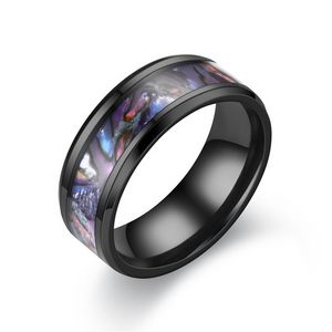 Banda colorida shel ring preto a￧o inoxid￡vel homem homens an￩is