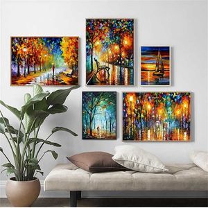 Coloring Hand - Painted Oil Painting Landscape For The Living Room Wall Art Home Decoration Abstract Without Frame 211222