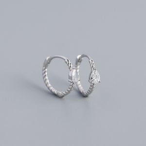 100% 925 Sterling Silver Geometric Small Circle Hoop Earrings For Women Girls Wedding Engagement Colorful CZ Zircon Earring