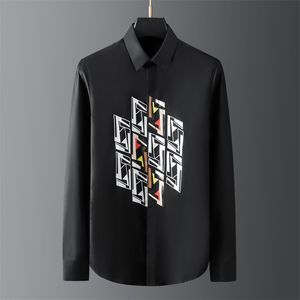 Camicie a maniche lunghe stampate a lettera da uomo Camicia elegante casual da uomo di lusso di marca da uomo Social PartyTuxedo Abiti da palcoscenico per cantanti 210527