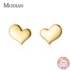 Cute Irregular Heart Stud Earrings for Girls Lady Women Minimalist 925 Sterling Silver Prevent Allergy Jewelry Brinco 210707