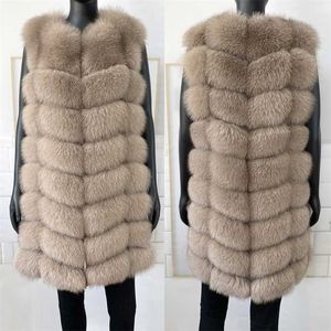 Real Fur Coat Women Winter High quality Fashion Natural Vest Classic Luxury Long Jacket Support Wholesale 211220